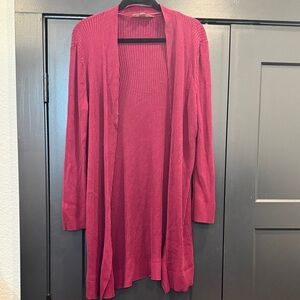 Loft Open-Front Ribbed Long Cardigan Sweater Size XL